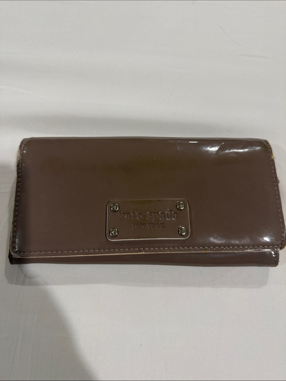 kate spade Brown Patent Leather Logo Plaque Wallet